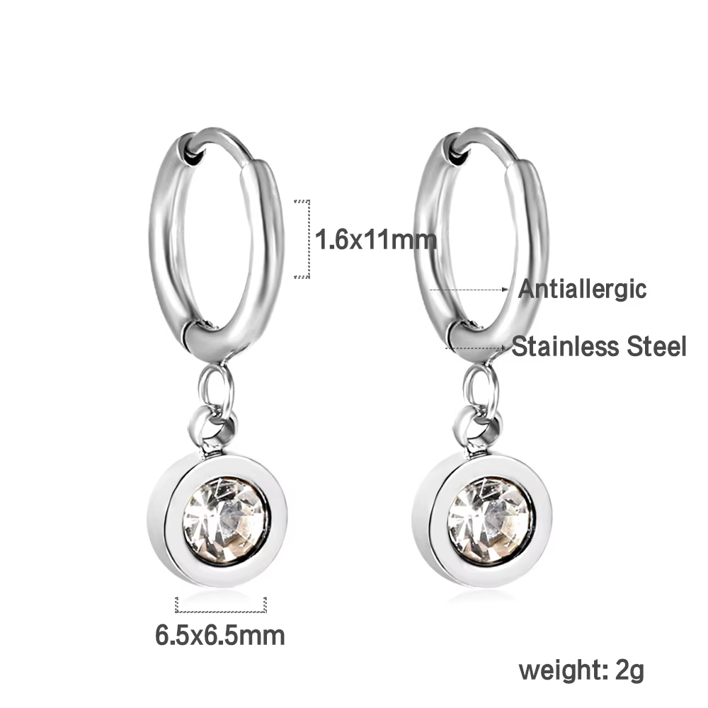 Boucles d'oreilles de luxe en acier inoxydable pour filles, bijoux ronds en Zircon blanc, à la mode,