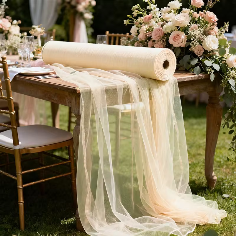 Tissu en Tulle pour décorations de mariage et de noël, Tutu blanc, jupe de Table pour réception-cade