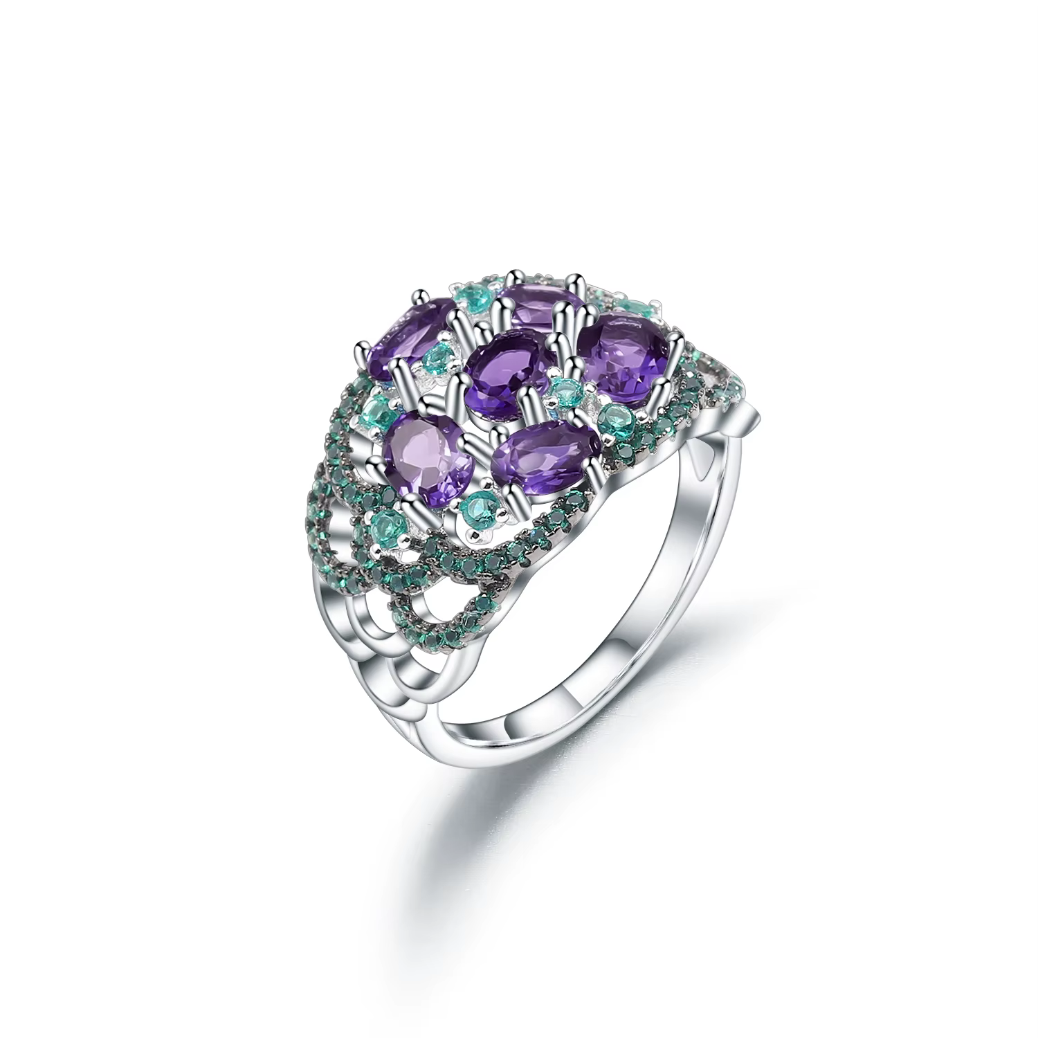 GEM'S BALLET-Bague en argent regardé 925 pour femme, bijoux fins, pierre de naissance, rhodolite nat