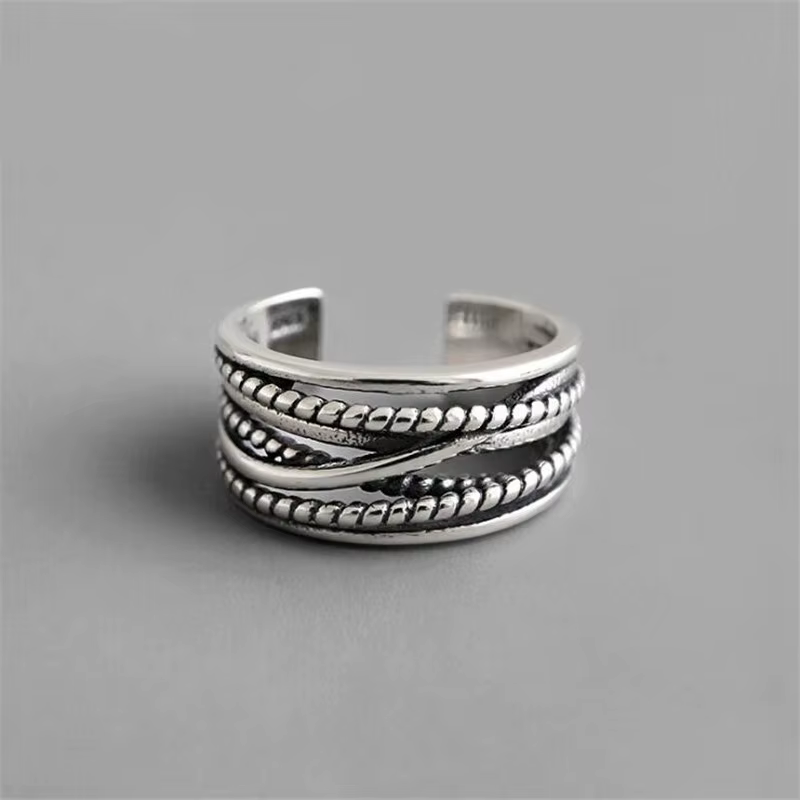 Nouveau Bijoux rétro enroulement torsadé en argent thaïlandais multicouche 925 en argent Sterling an