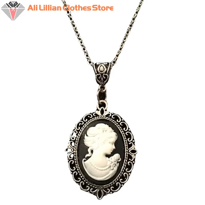 Collier ras du cou Vintage victorien sculpté pour femmes et filles, collier camée de beauté, bijoux 
