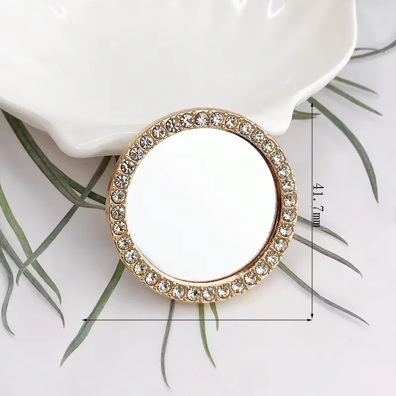 Mini miroir de maquillage de poche en forme de cœur en diamant, miroirs portables, bricolage, étui d
