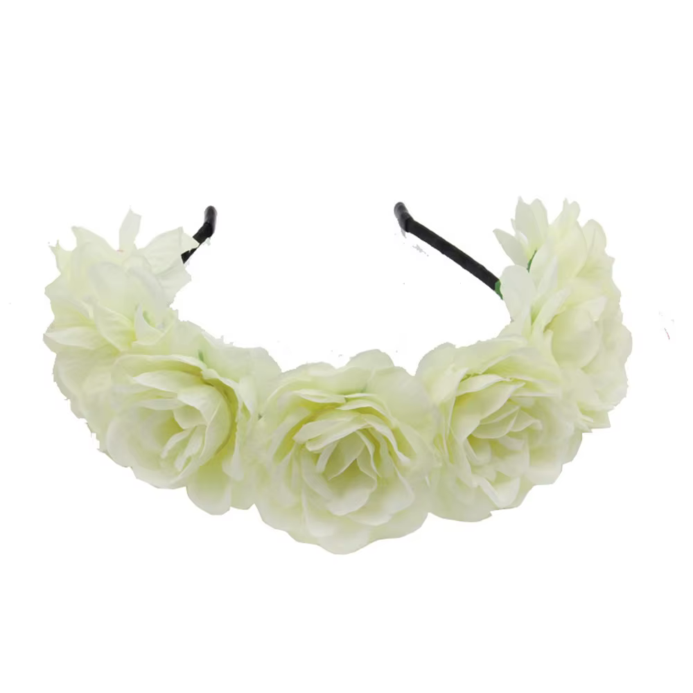 Bandeau élastique à fleurs pour femmes, style mexicain, couronne de fleurs de rose, bandeau pour dam