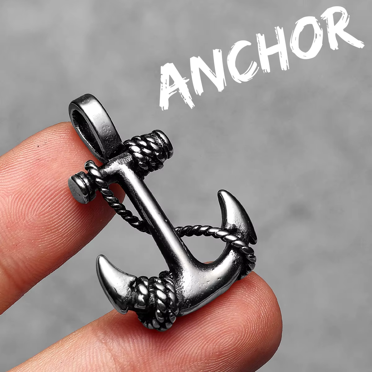 Amulette d'ancre en acier inoxydable pour hommes et femmes, colliers simples avec pendentif, Punk Hi