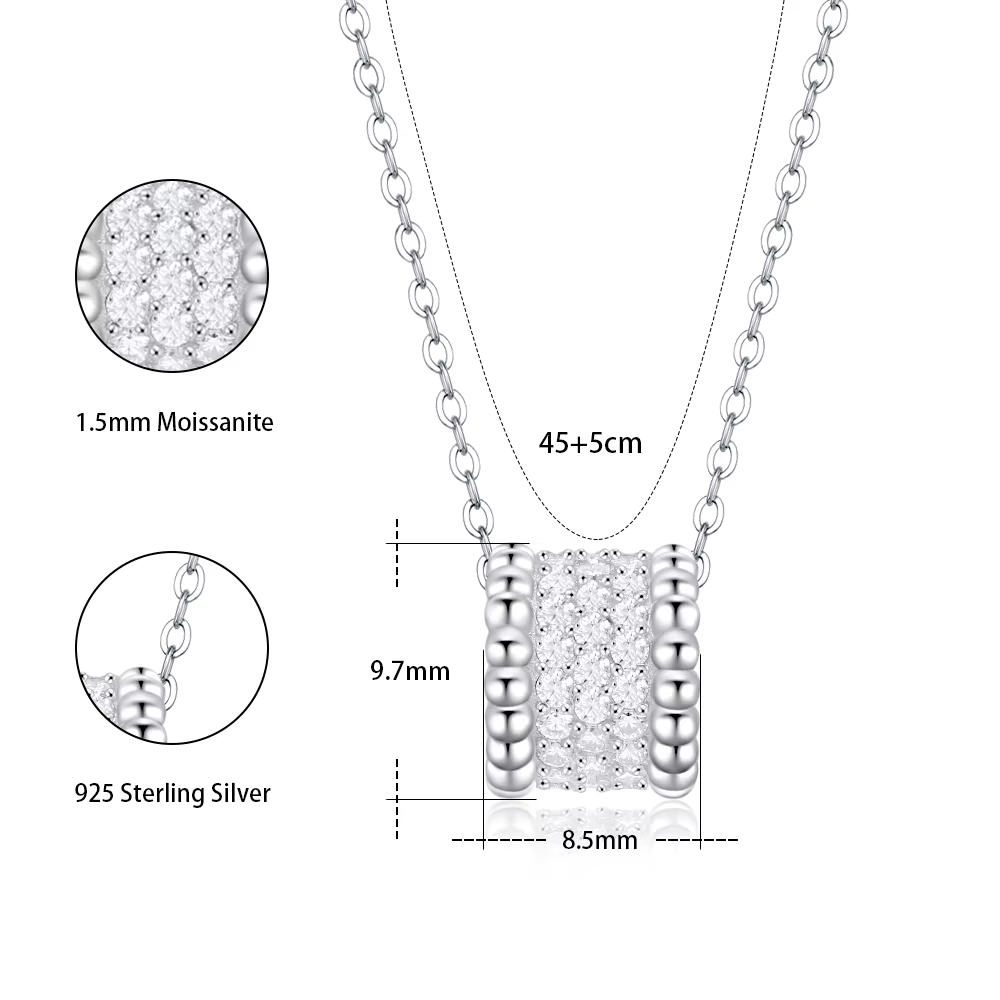 M-JAJA Réel Moissanite Collier pour Femme 925 Sterling Silver JOGemstone D document VVl's Lab Diaman