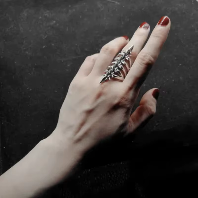 Bague squelette gothique Cyberpunk, unisexe, personnalisée, rétro, os de la colonne vertébrale, anne