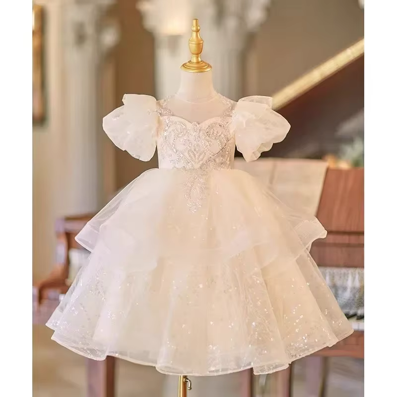2025 fleur mariage petite fille robe de soirée enfants Piano Performance hôte défilé princesse robes
