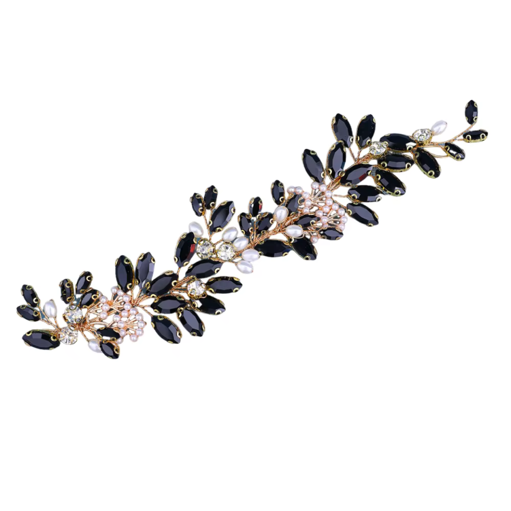 Élégant serre-tête de mariée en cristal, DIY, avec perles pendantes, design feuille, tressé, bijoux 