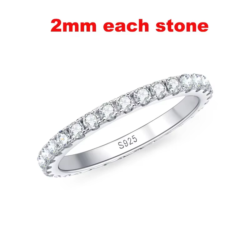 Smyoue – bague Moissanite complète pour femmes, 2-5mm, bandes d'éternité de mariage scintillantes, b