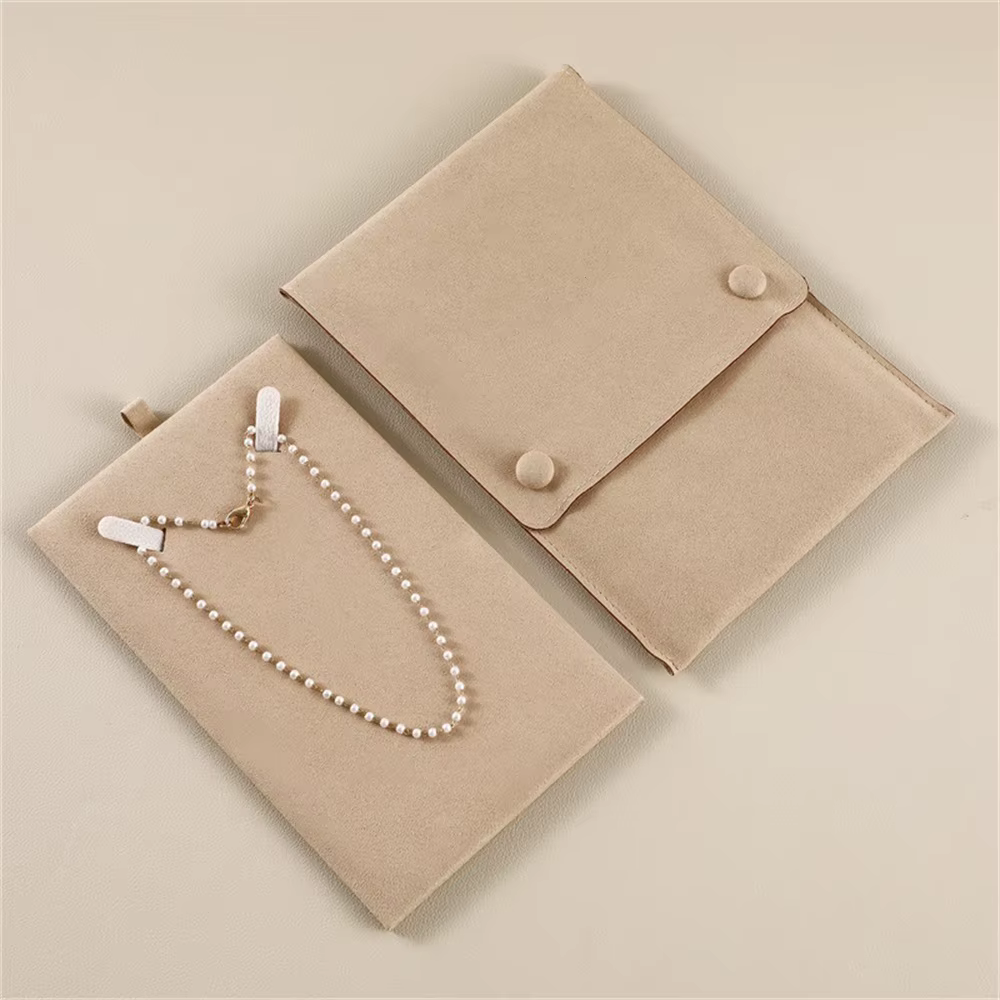 Pochette de rangement de bijoux en velours, 1 pièce, avec carte, Bracelet, collier de perles, sac de