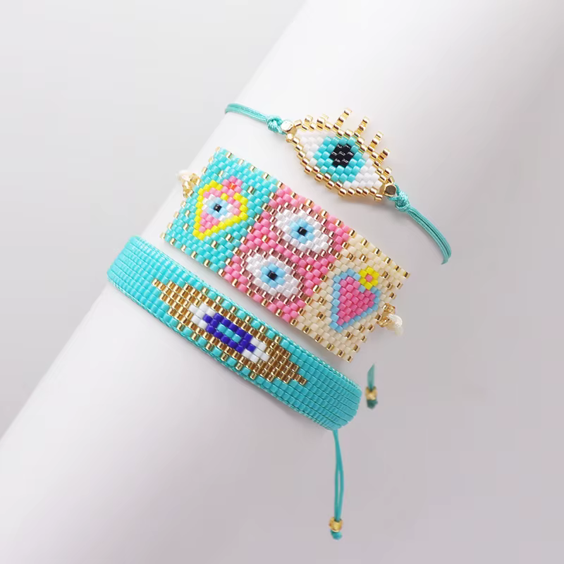 BLUESTAR-Bracelet perlé mauvais œil pour femme, bijoux faits à la main, accessoires cadeaux de luxe,