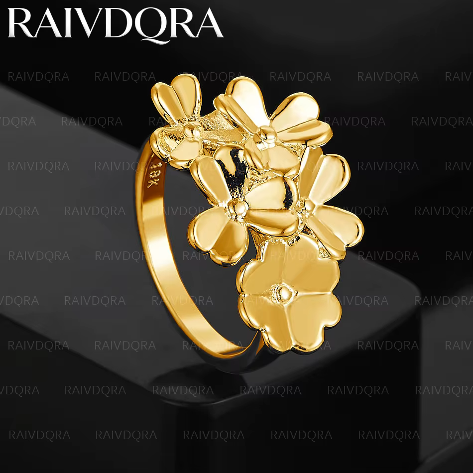 Bague à fleurs variées plaquée or 18 carats pour femmes, bijoux à la mode, accessoires de mariage él
