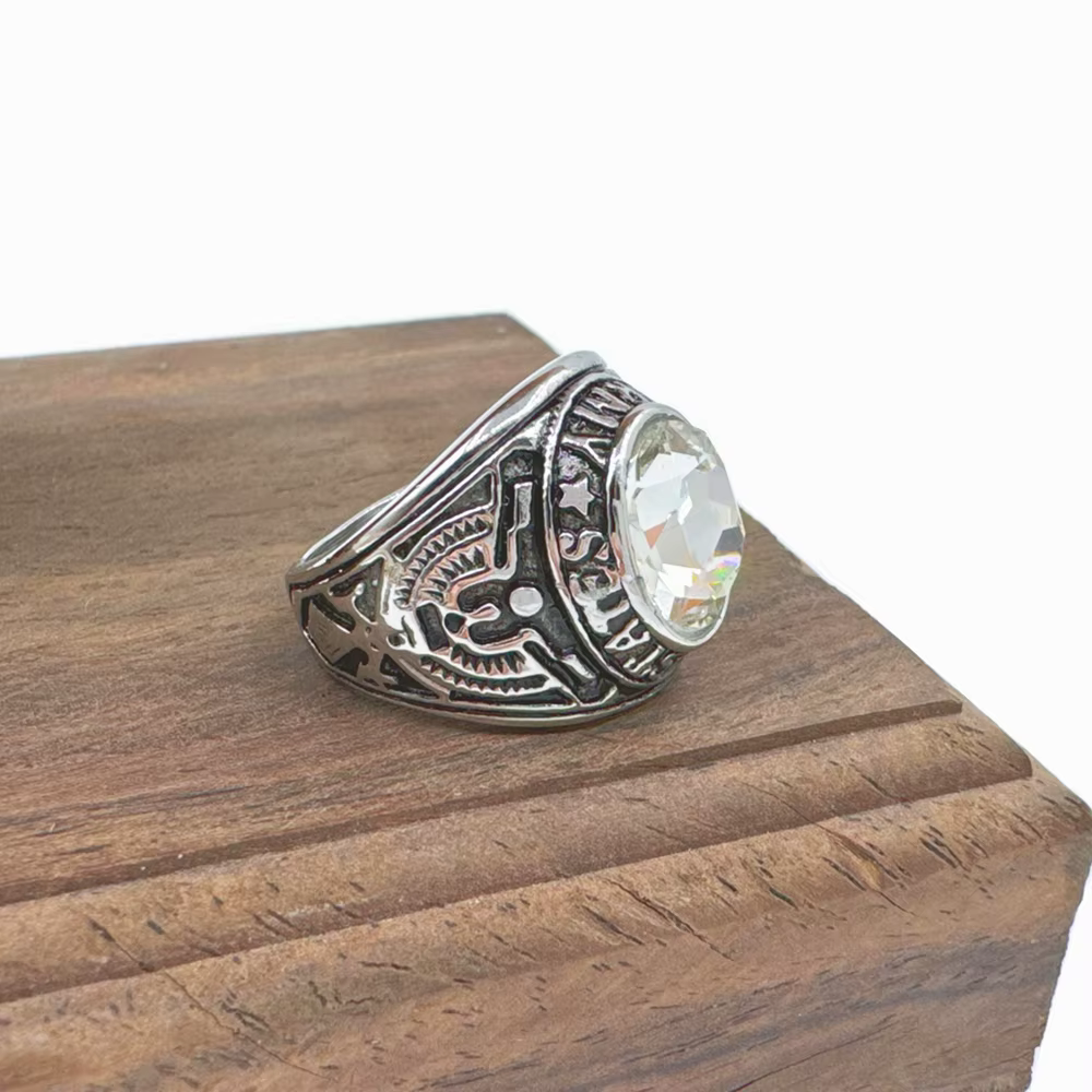 Bague solide de l'armée des états-unis, bijoux en acier inoxydable, soldat en argent doré, pierre pr