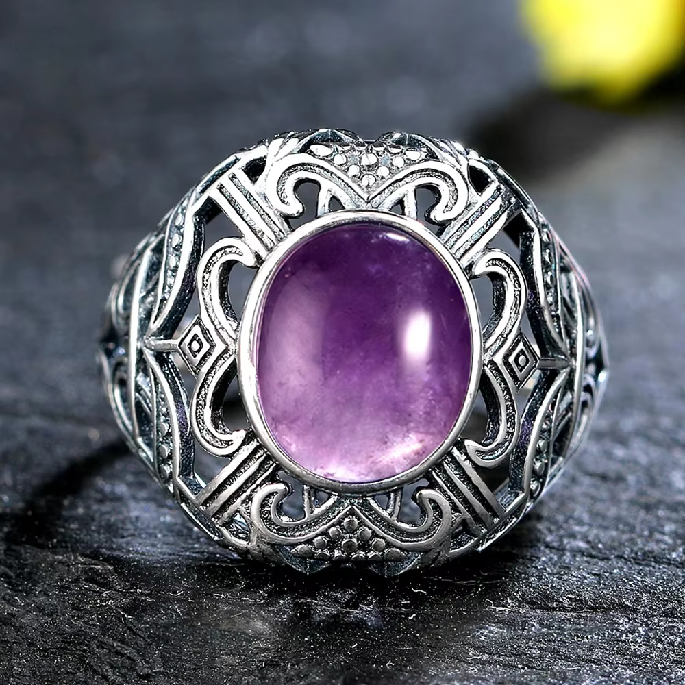 Bague Vintage en argent S925, ovale, 8x10MM, pierre naturelle œil de tigre, pour hommes et femmes, c