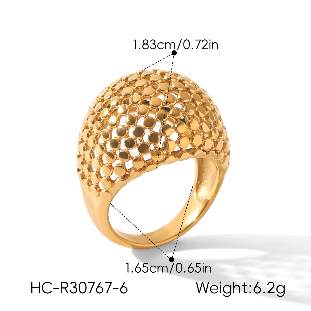 Bague creuse en maille plaquée or 18 carats pour femmes, bagues en acier inoxydable, bague minimalis