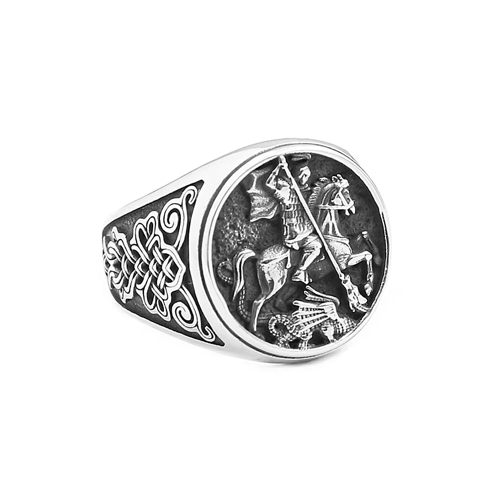 Bague en acier inoxydable rétro punk gothique chevalier dragon, anneau tressé avec nœud celtique scu