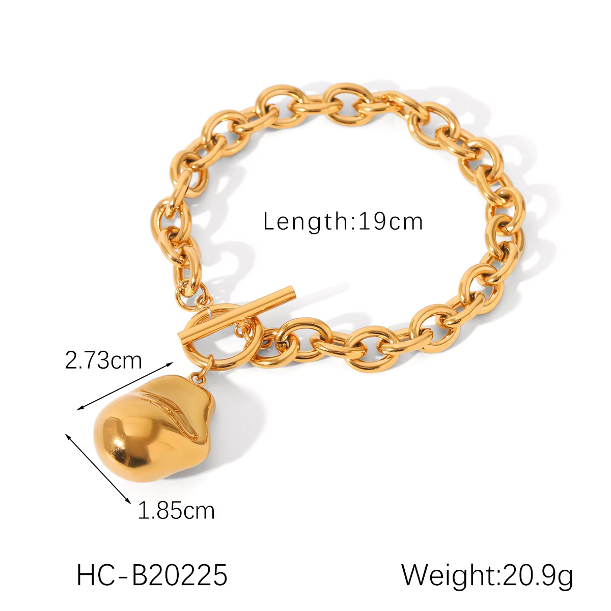 Ensemble de bijoux plaqué or de style baroque pour femmes, collier et bracelet avec pendentif boule 