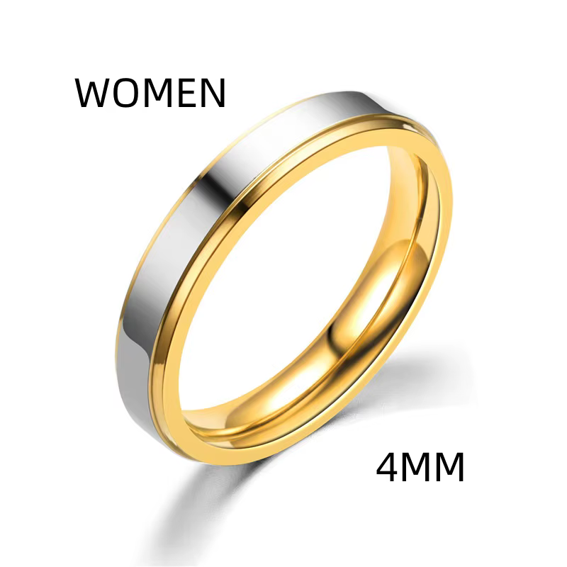 Bague de mariage en acier inoxydable au design simple, bande de 4 mm/6 mm de largeur pour couples, c