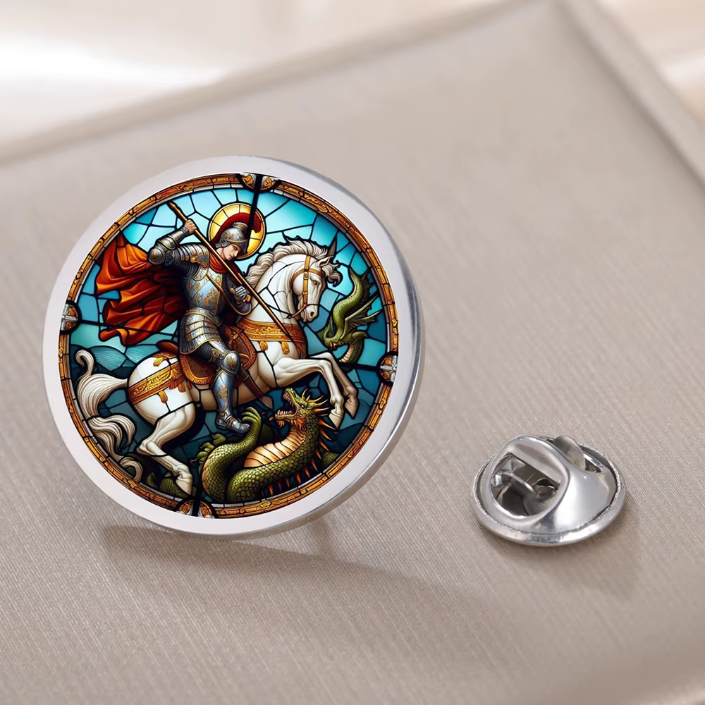 Dawapara Saint George broche prier pour nous médaille religieuse Protection Talisman épinglettes bij