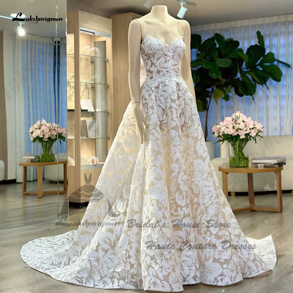 Lakshmigown luxe dentelle Boho robes de mariée hors de l'épaule Robe Mariee 2025 brillant église Cha