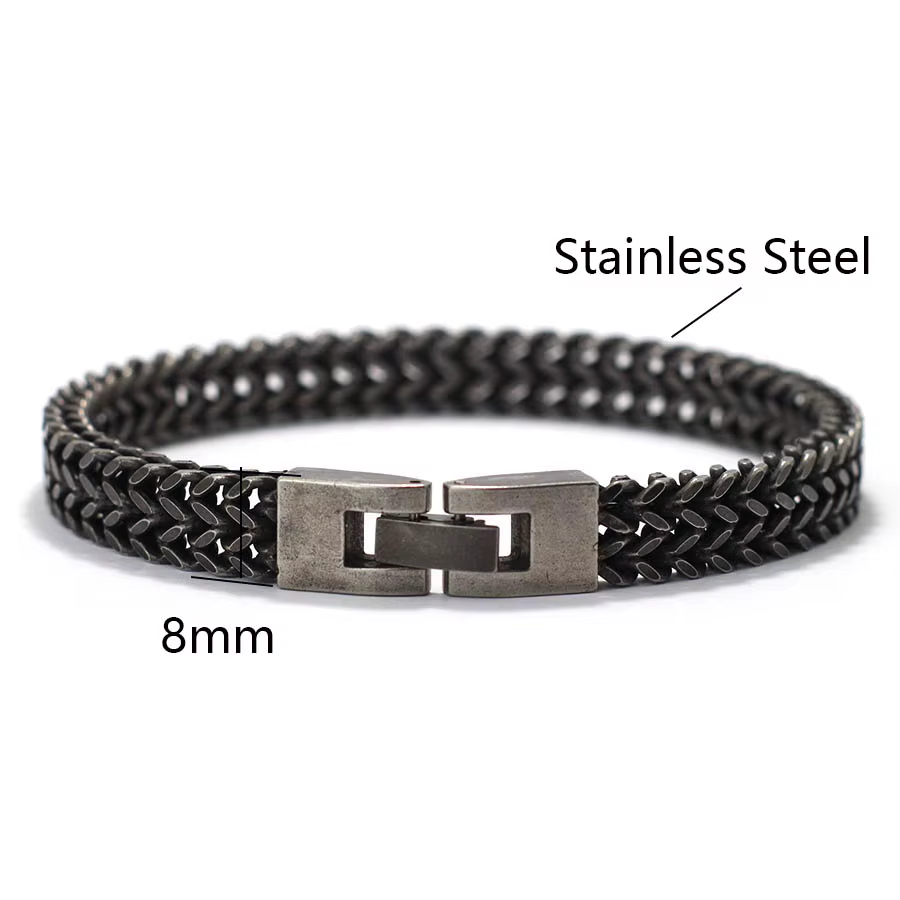 Hurbike-Bracelet à maillons cubains pour hommes, bijoux vintage en acier inoxydable, accessoires de 