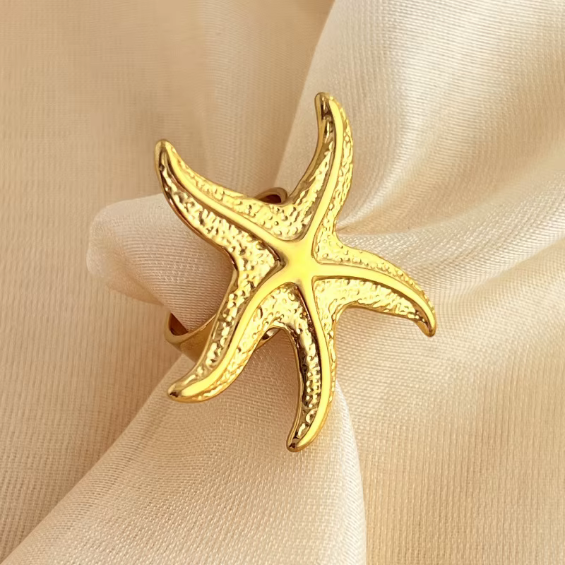LATS Vintage étoile de mer bague pour femmes hommes nouvelle mode grande étoile à cinq branches bagu