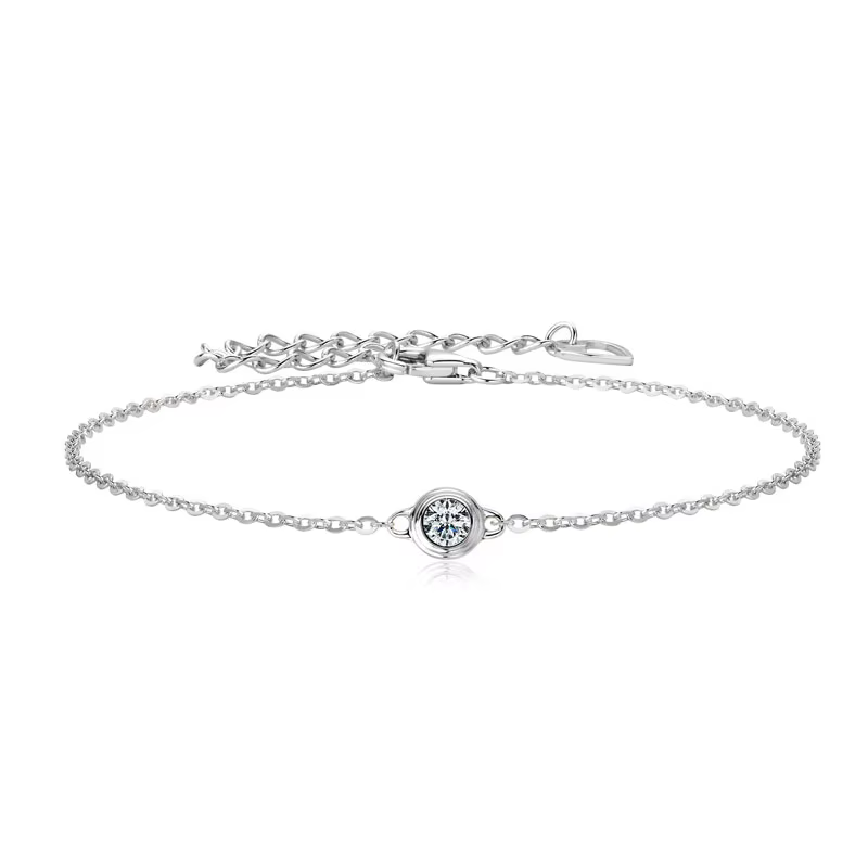 OXTAO D couleur 3mm Moissanite diamant Bracelet 925 en argent Sterling mode Solitaire pierre Bracele