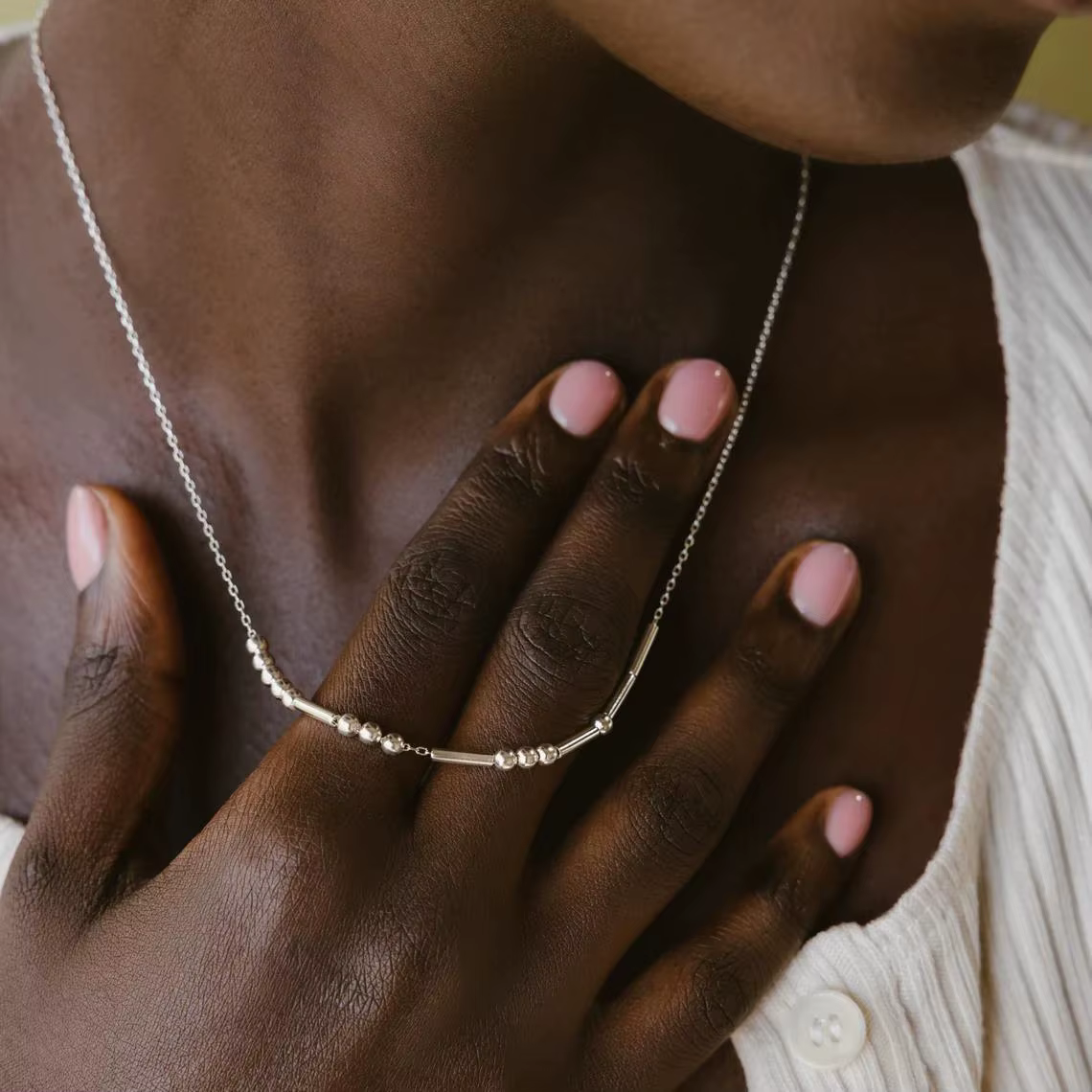 Collier personnalisé en code Morse avec noms sur mesure, ras-de-cou perlé, bijoux de mode pour femme