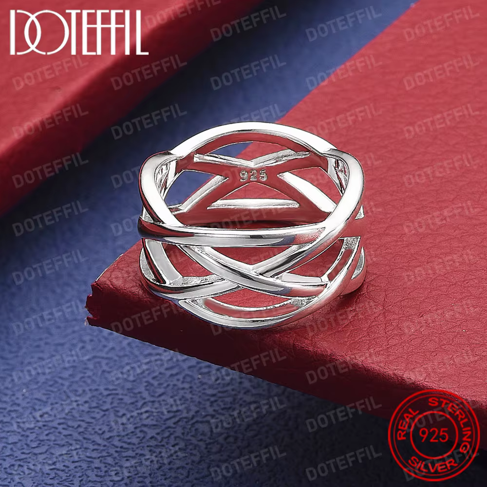 Bague croisée en argent Sterling 925 pour femmes, bijoux de charme à la mode pour fête de fiançaille
