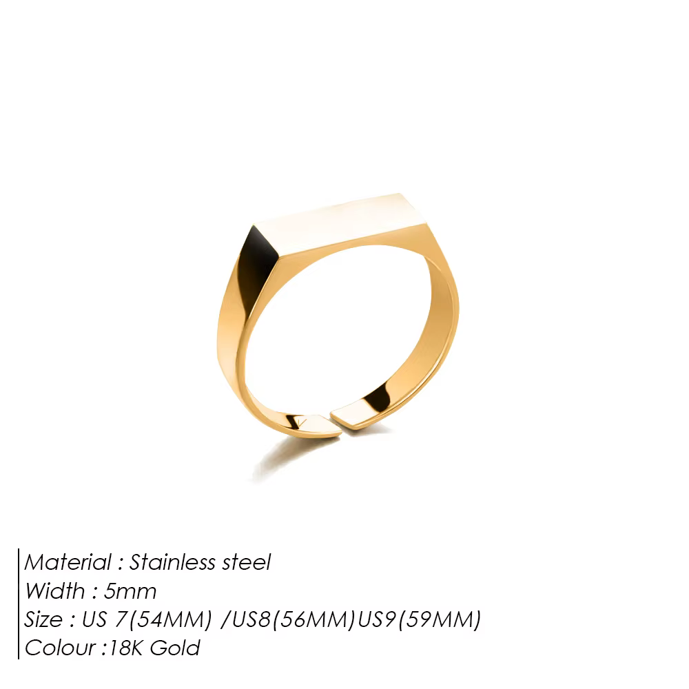 Bague Classique pour Homme EManco, Simple, en Acier Inoxydable Plaqué Or, Bijoux de Mode en Gros