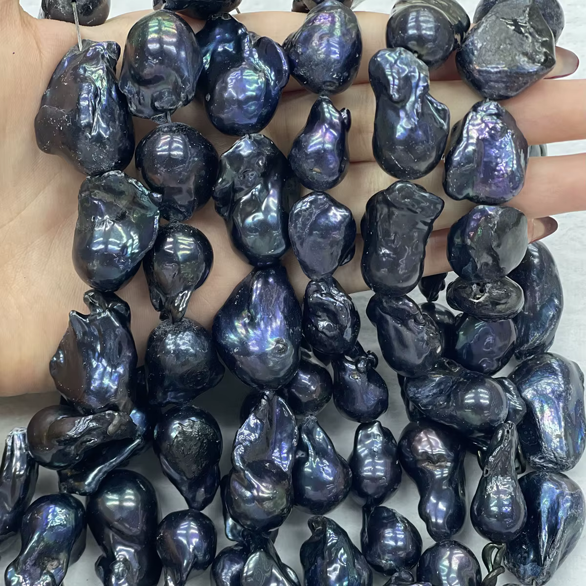 Perle d'eau douce naturelle bleu-violet 16x22mm-18x25mm, grande perle baroque irrégulière, pour la f