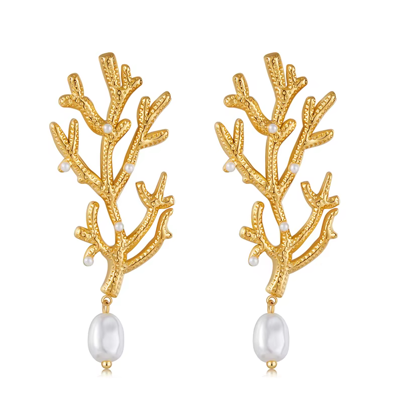 Loe | Boucles d'Oreilles Design Pearl pour Femme. Acier inoxydable. Bijoux français à breloques élég