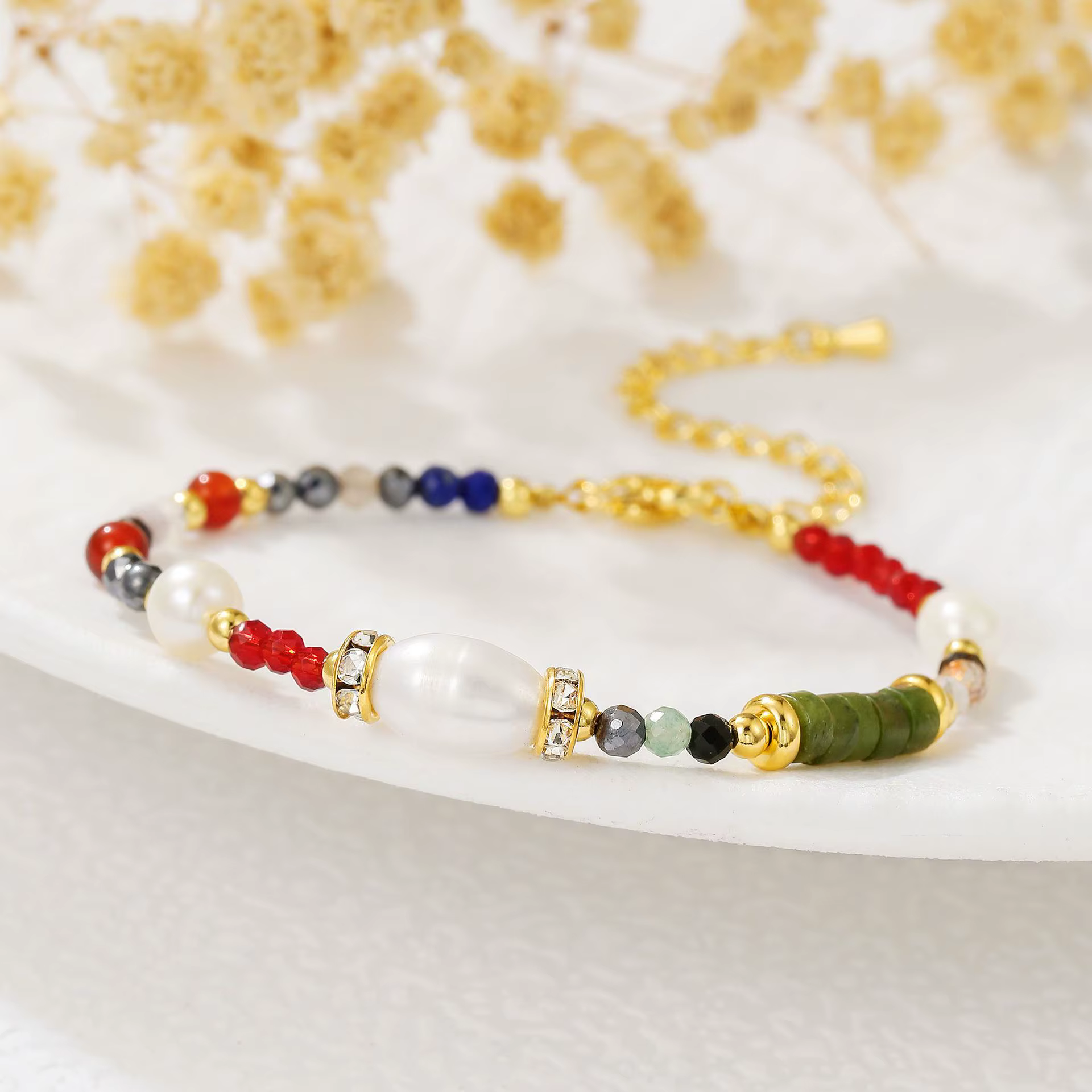 Bracelet Perlé 2026 pour Femmes et Filles, en Pierres Naturelles, Perles d'Eau Douce, Zircon et Aven