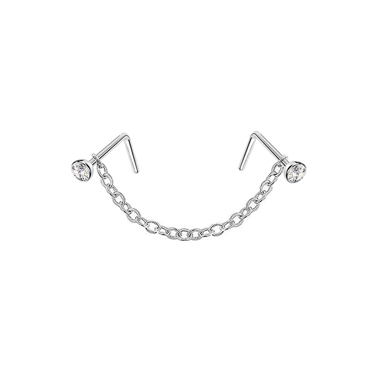 Double Piercing anneau nez chaîne narine Zircon acier inoxydable nez Stud décoration boucle d'oreill