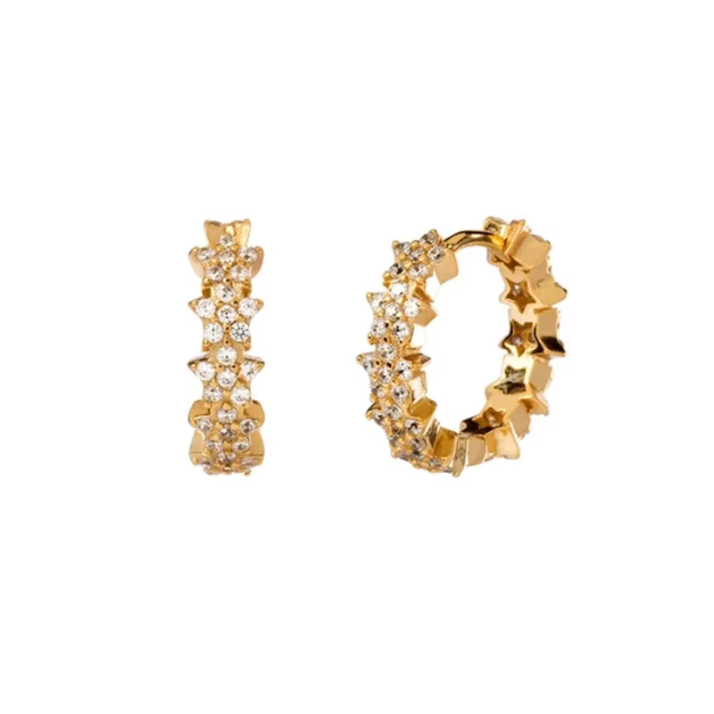 ROXI cinq étoiles luxe rangée zircon boucles d'oreilles pour femmes 925 en argent Sterling boucle d'