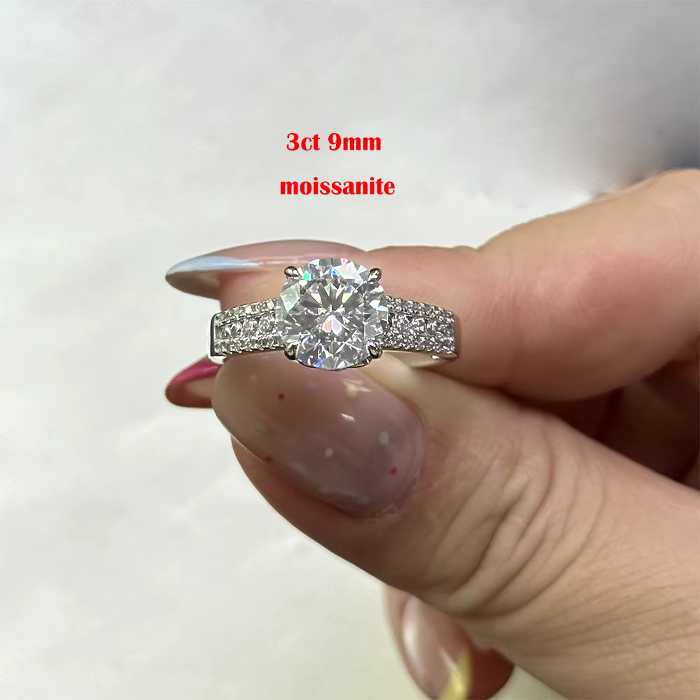 Bague Moissanite 10CT avec certificat pour femmes, en argent Sterling 925 plaqué Pt950, diamant de l