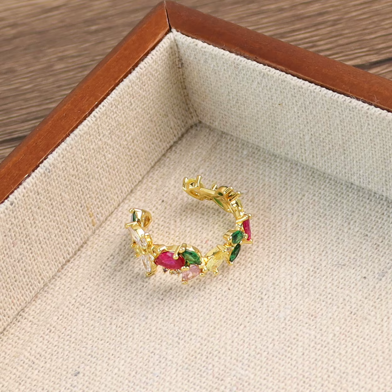 Bague de boucle d'oreille de gemme colorée romantique douce mignonne pour des femmes, accessoires de