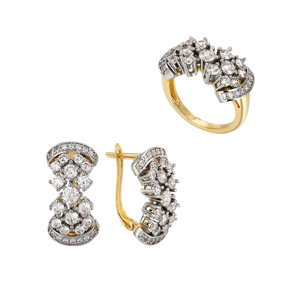 Boucles d'oreilles en zircon incrusté brillant pour femmes, bijoux rétro à la mode, plaqué cuivre or