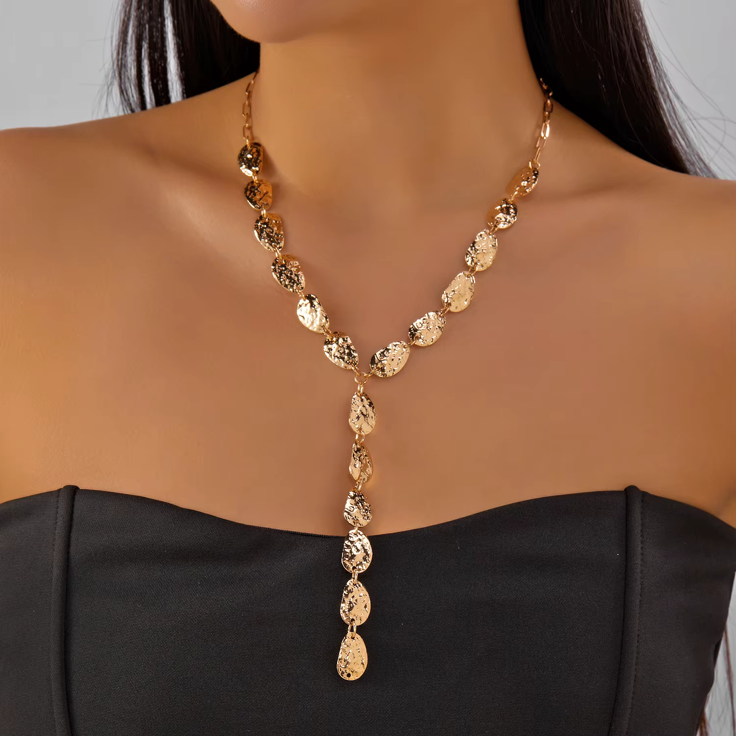 Collier Long à paillettes irrégulières en forme de Y pour femmes, chaîne de pull Unique de couleur o