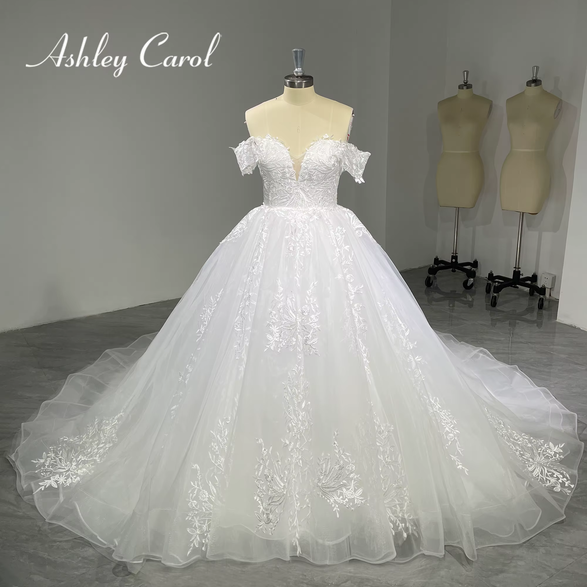 Ashley Carol robe De bal robes De mariée pour les femmes délicate chérie broderie robe De mariée 100
