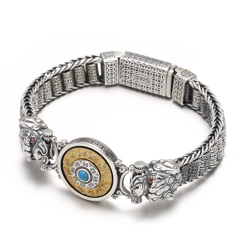Bracelet chinois Feng Shui Bagua Yin Yang pour hommes et femmes, Vintage, bouddhisme tibétain, amule