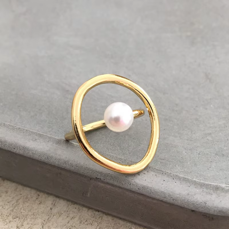 Bagues en perles vintage couleur argent pour femmes élégantes, accessoires de fête géométriques créa