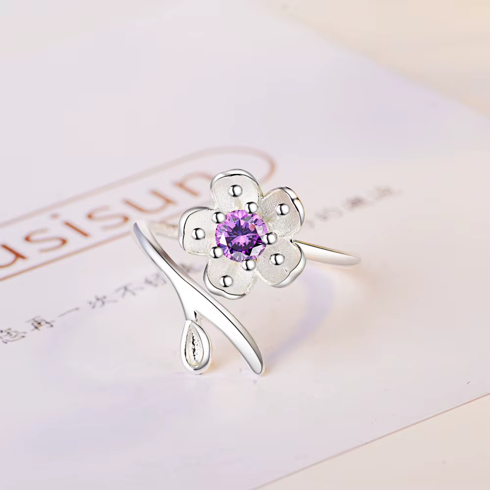 Nouvelle bague en argent 925, magnifique fleur pour femme, bijoux de mariage en argent sterling, fia