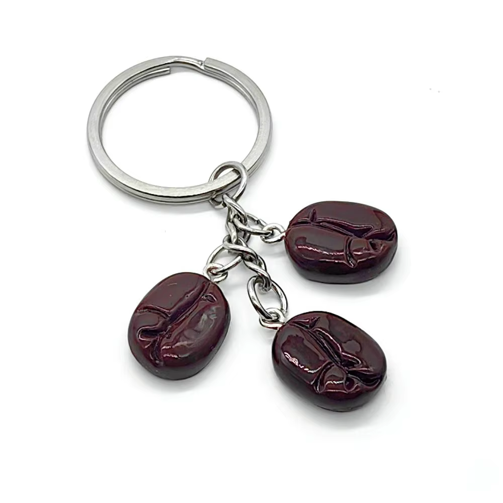 Porte-clés en grains de café pour hommes et femmes, 1 pièce, mignon, en acier inoxydable, accessoire