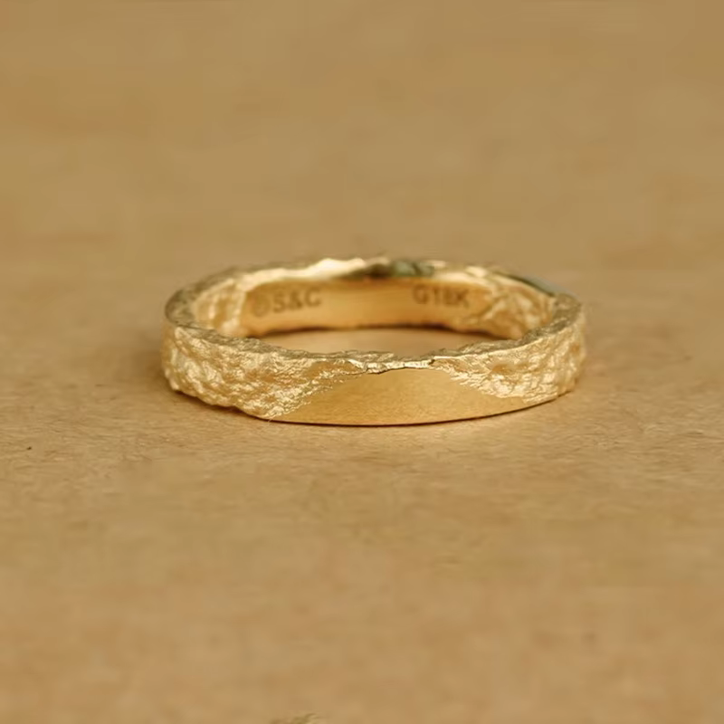 Bague à Texture martelée – Bande minimaliste en métal massif pour femmes, bijoux réglables, cadeau é
