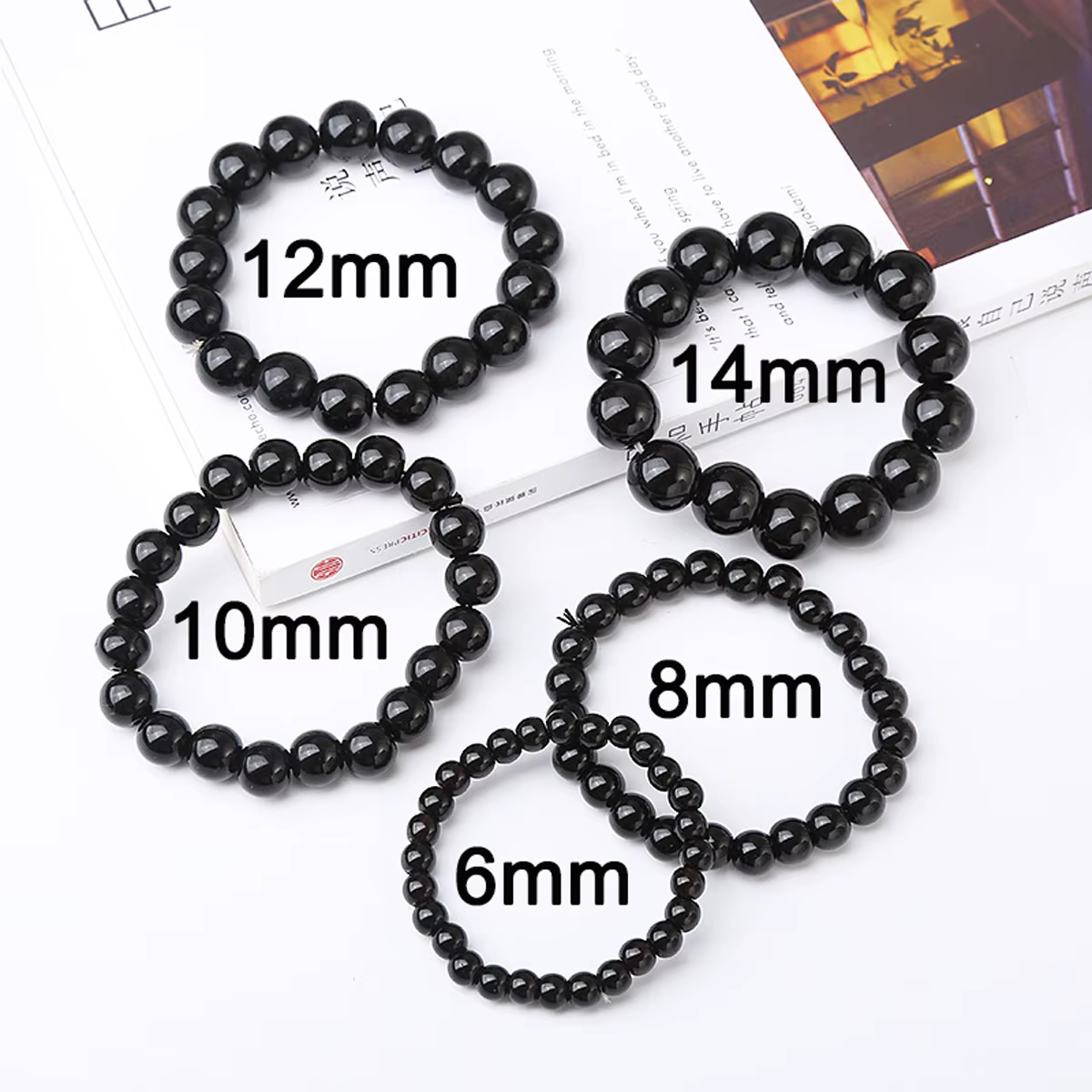 Bracelet Onyx naturel avec pierre pour hommes, pierre naturelle brillante, obisidienne noire, fait à