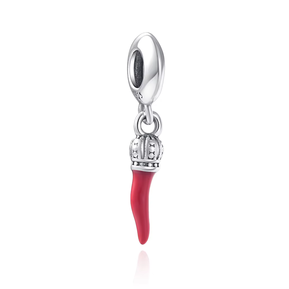 Pendentif à breloque classique en argent 925, poivre rouge et lanterne colorée, adapté au Bracelet O