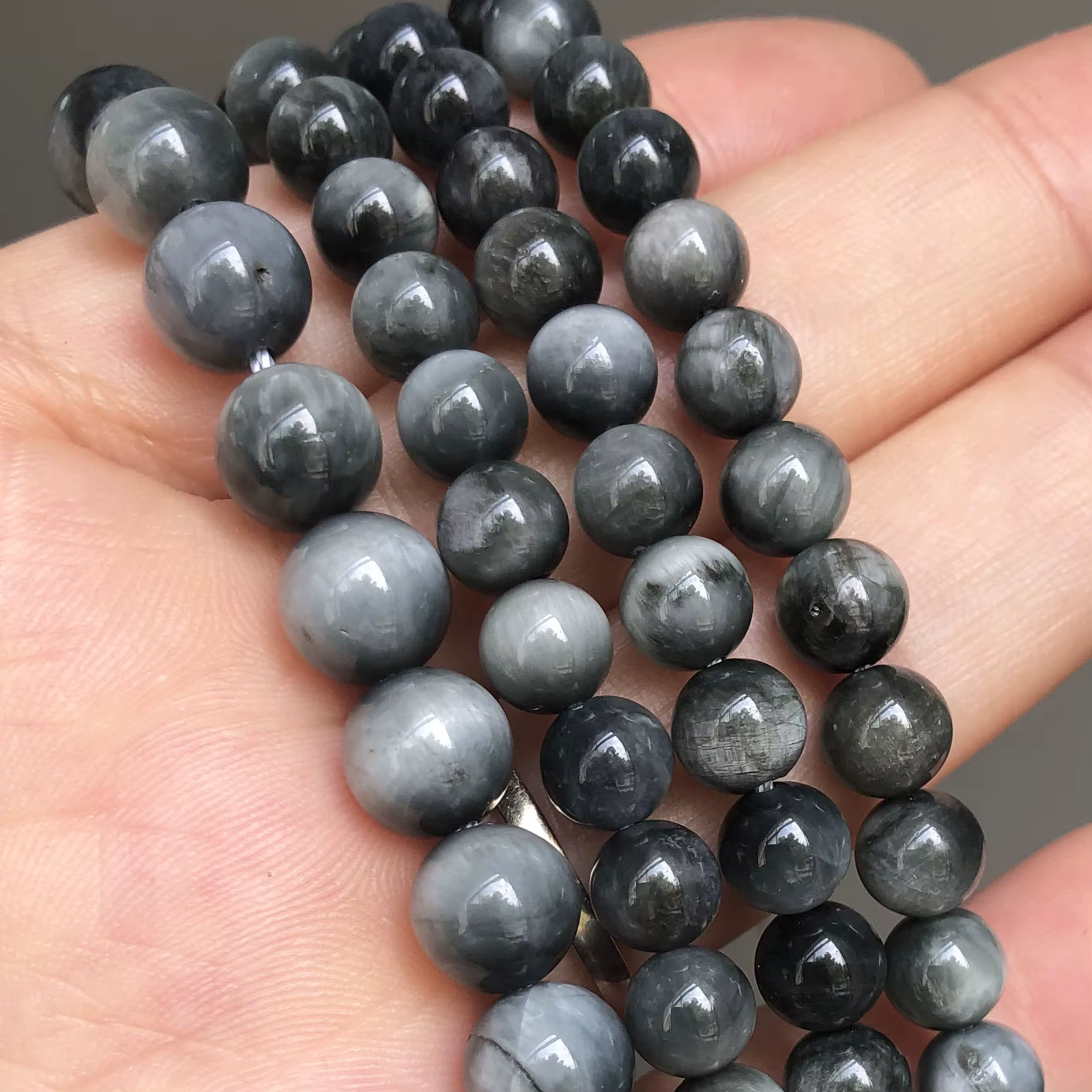 Perles rondes en pierre naturelle œil de faucon, amples, pour la fabrication de bijoux, accessoires 
