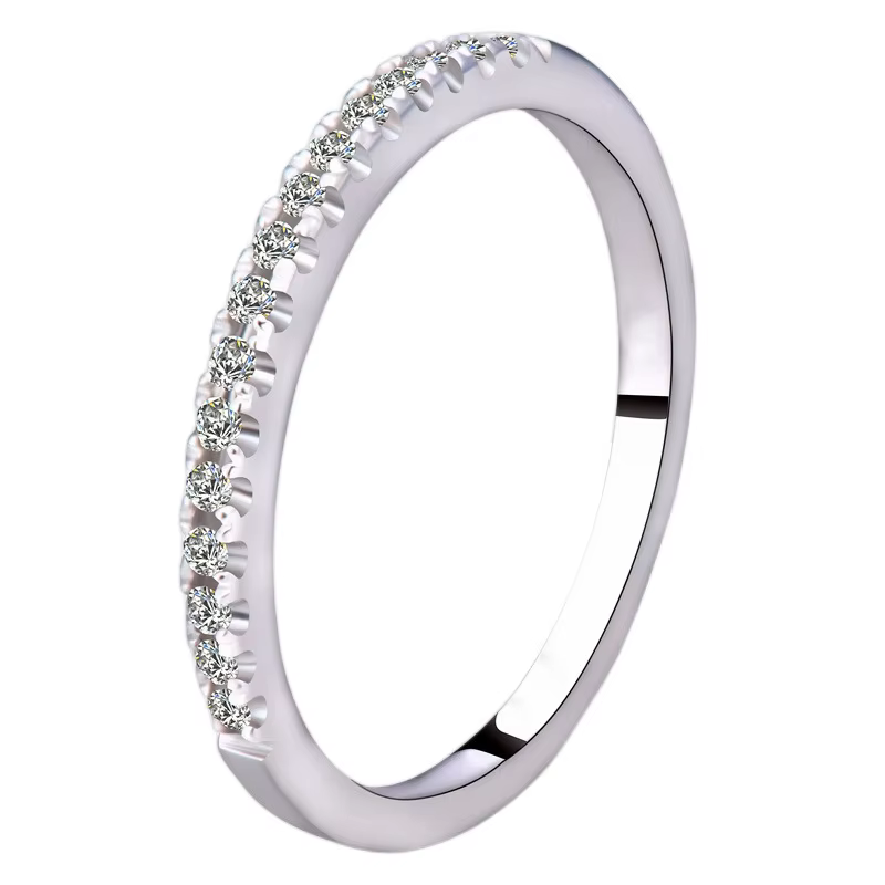 Bague en argent sterling S925, bijou simple, bague à rangées, bague en moissanite couleur D