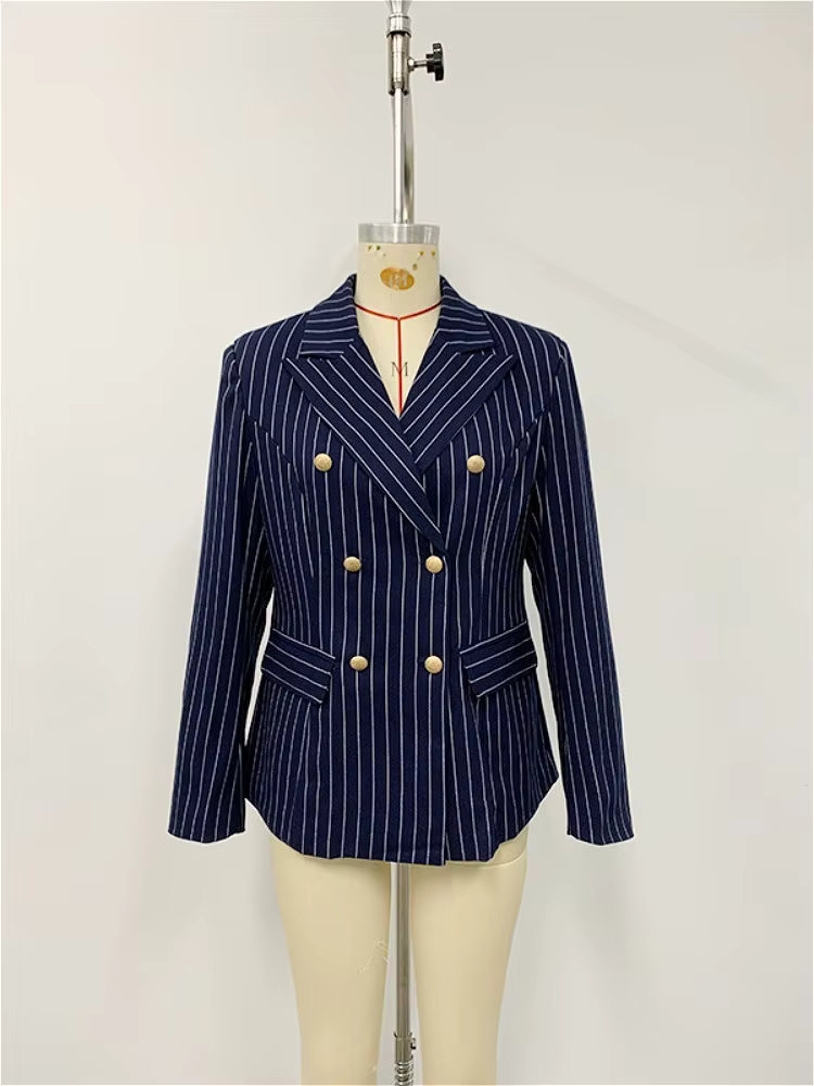 Modigirl bleu formel manteau d'extérieur pour femme 2025 nouveau automne printemps doré boutonné aff